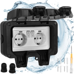 Двоен външен контакт Izoxis IP66 230–250 V 16 A с капаче