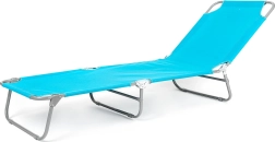 Шезлонг SUNBAY светлосин метален 186 × 53 × 24 cm, товароносимост 100 kg