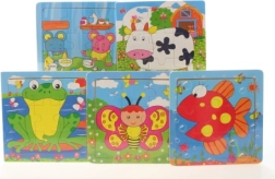 Дървени пъзели с животни на подложка