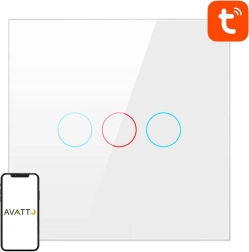 Смарт WiFi ключ за осветление Avatto, 3-пътен, бял