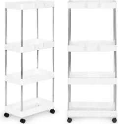 Пластмасова стойка за баня с 4 рафта на колела