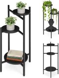 Three-tier metal plant stand black ModernHome