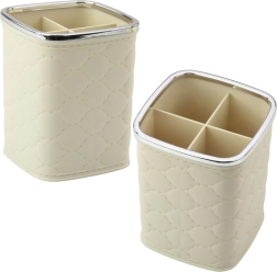 Органайзер за четки с четири отделения, бял, 12 × 9,5 см