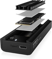 Докинг станция ICY BOX IB-180MC-C31 за SSD M.2 NVMe и SATA, USB 3.2 Gen 2 Type‑C, алуминий
