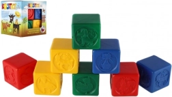 Цветни пластмасови кубчета за деца с животни, комплект 8 бр.