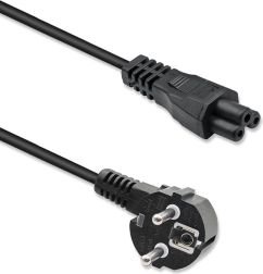 Захранващ кабел с прав ъгъл SCHUKO – IEC C5 (детелина) 3×1,0 mm², 1,5 m