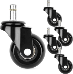 Каучукови колела за офис стол 50 mm, щифт 10 mm, комплект 5 бр.