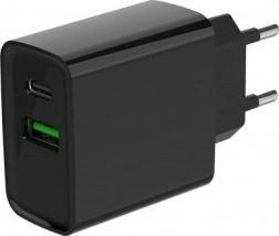 USB‑C + USB‑A 20 W Fast Charger, Black