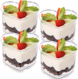 Heart-shaped cups for desserts and snacks 130 ml, 4 pcs