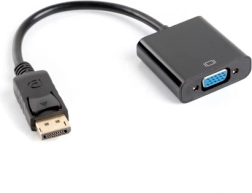 Адаптер DisplayPort към VGA 15 pin, мъжки към женски, 10 см, черен