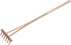 Teddies kids’ rake with wooden handle 90 cm – Red