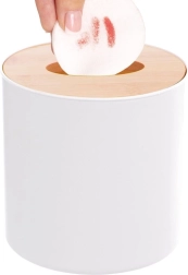 Кош за баня Whitney 1,5 л – бял, с бамбуков капак