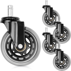 Каучукови колела за офис стол 75 mm, щифт 11 mm, 5 броя