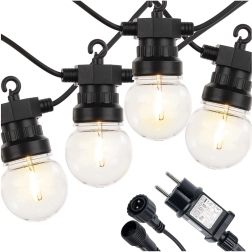 Outdoor LED Garland 14.5 m, 20 Warm Bulbs with Timer IP44