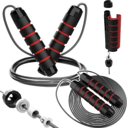 Регулируемо стоманено въже за скачане с лагери и пяна дръжки 3 м