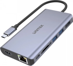 Мултифункционален USB-C хъб 2x USB 3.1, HDMI 2.0, DP 1.4, RJ45, SD, Power Delivery