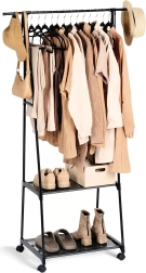 Метална стояща закачалка за дрехи на колелца 88 × 44 × 160 см