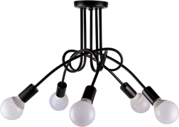Модерен таванен полилей 5x E27 – черна
