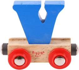 Дървено вагонче с буква V – BIGJIGS Rail