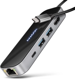 Мултиспортен USB-C хъб 6в1 с HDMI 4K/60 Hz, GLAN и PD 100 W