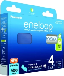 Eneloop AA 2000 mAh Rechargeable Batteries – set of 4 with case