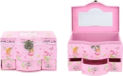 Дървена кутия за бижута с огледалце и чекмеджета