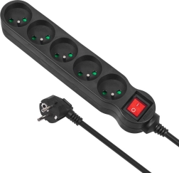 Surge-protected power strip 5 outlets 3 m MACLEAN ENERGY MCE184, 2300 W, black