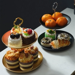Two-tier plate / stand - black