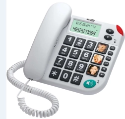 Стационарен телефон с кабел MaxCom KXT 480 BB, бял