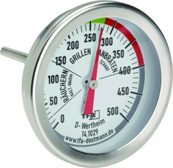 Stainless steel thermometer for grill and smoker 0–500 °C