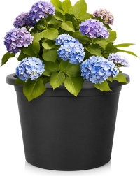 Plastic garden flower pot black round 39 cm