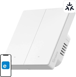 Sonoff M5 Matter интелигентен стенен ключ, 2-канален, 86 мм, бял