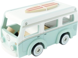 Le Toy Van дървен ретро кемпер с дъска за сърф