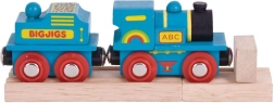 Син локомотив с тендер и 2 релси от Bigjigs Rail