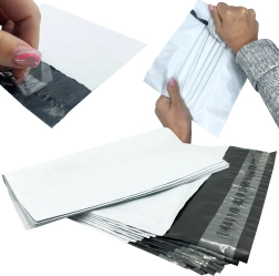 Бели куриерски полиетиленови пликове 450 × 550 мм, самозалепващи, 50 бр.