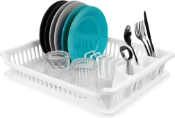 Бял сушилник за съдове 46 × 37 × 8,5 см