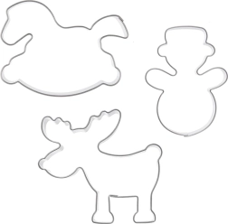 Set of stainless steel cookie cutters – snowman, rocking horse and reindeer, 3 pcs