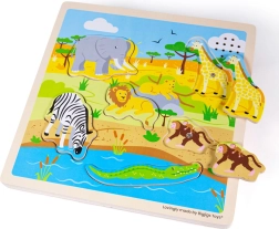 Дървена пъзел игра Safari със звукови ефекти