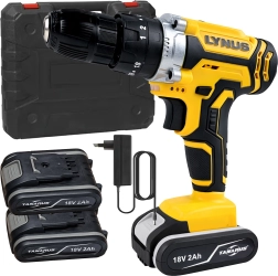 Cordless drill and screwdriver 18 V with LED, case and 2× 2 Ah batteries
