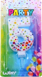 Парти свещ цифра 5 с точки