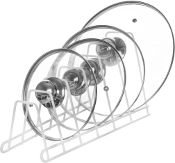 Метална бяла стойка за капаци, чинии и дъски 34 × 17 × 18,5 см