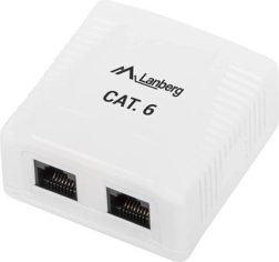 White Wall Socket 2x RJ45 Lanberg Cat.6