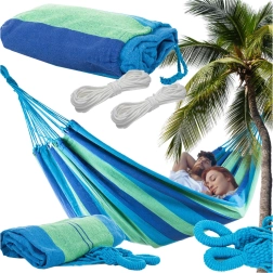 Двойно градинско хамак-легло XXL 200 × 150 см, на райета, с чанта