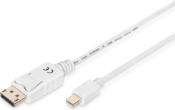 White DisplayPort cable 4K 60Hz miniDP to DP 2m