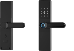 Интелигентна дръжка Tuya, електронна брава с пръстов отпечатък, код, Wi‑Fi, RFID - черна