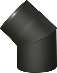 Димоотводно коляно 180 mm 45° черно, дебелина 1,5 mm
