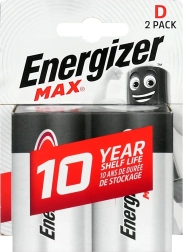 Alkaline Batteries D (LR20) ENERGIZER MAX, blister 2 pcs