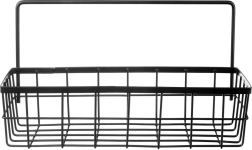 Hanging kitchen shelf for rail, black metal RADKA 30 × 10.5 × 17 cm