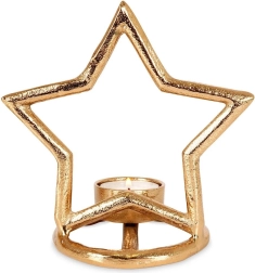 Star-shaped tealight holder, gold aluminum 15.5 cm