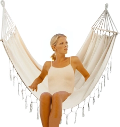 Градински бохо хамаак за двама 200 × 150 см с ресни